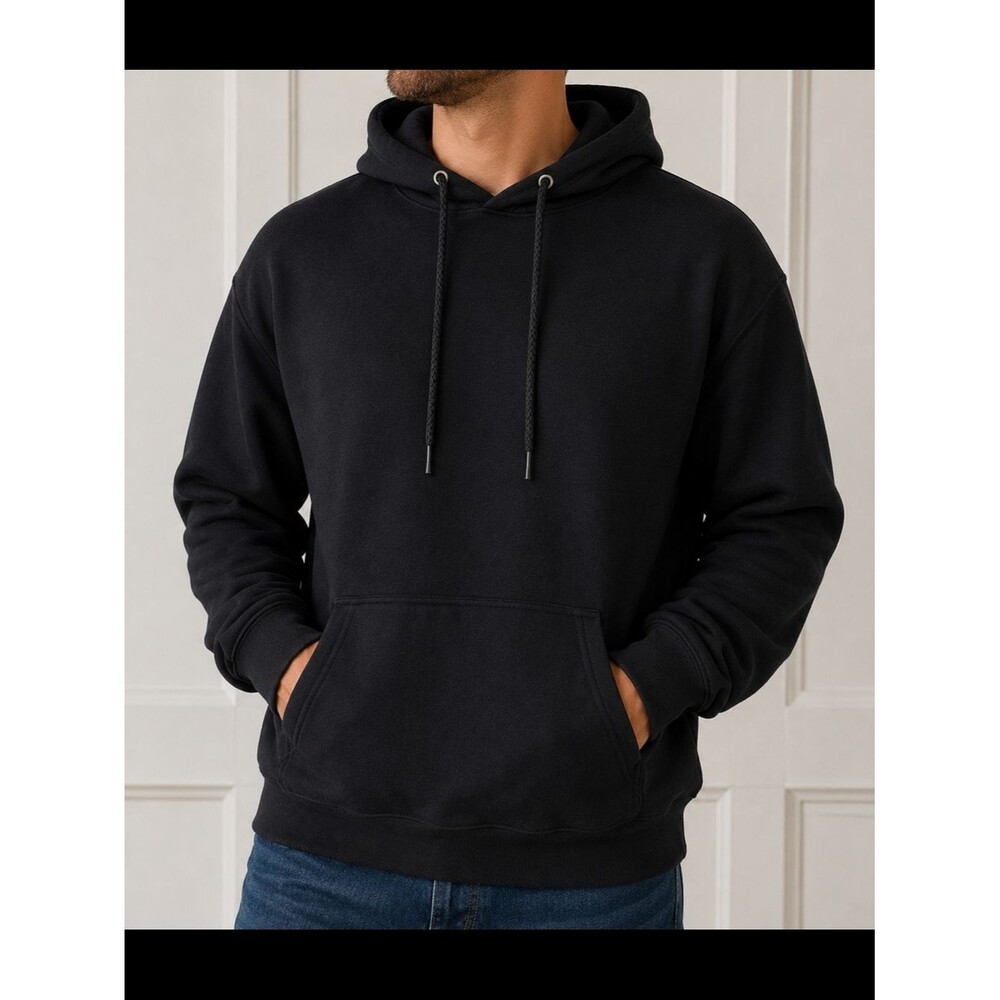 Hanes Black Men's Pullover Hoodie with Kangaroo Pocket